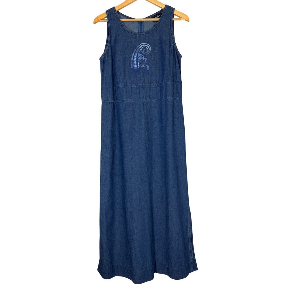 Vintage Denim Jumper Dress Sleeveless Denim 10 Teacher Blue Jean Overall Dress